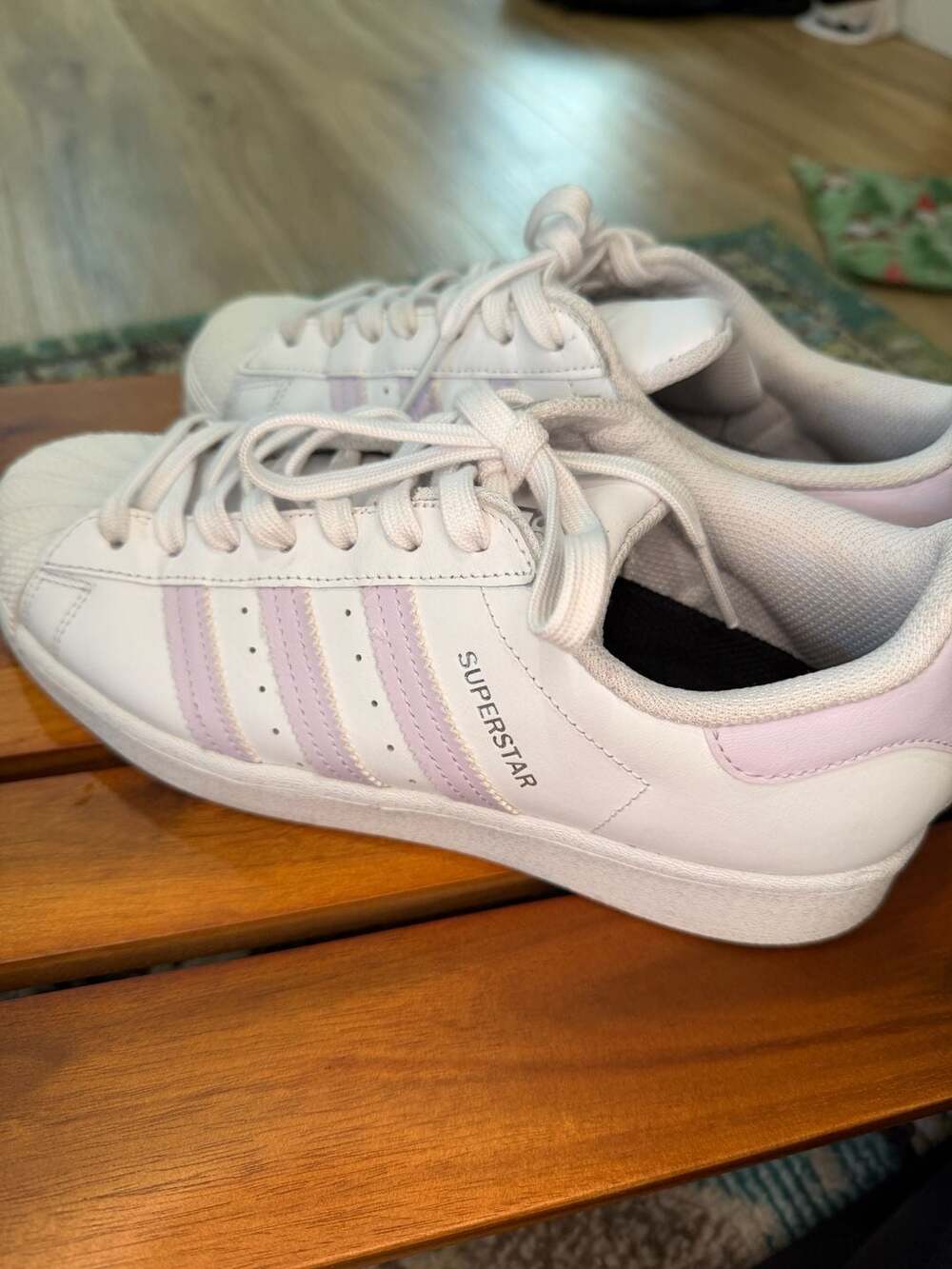 Adidas Superstar Women's White and Purple Tint Sneakers FV3374